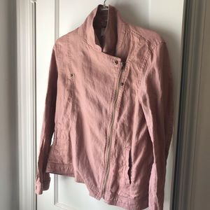 Cynthia rowley khaki pink linen moto jacket. Med